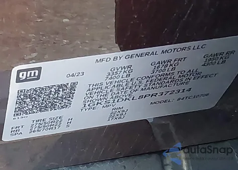 2023 GMC Yukon 2Wd Denali z USA, uszkodzony, nr VIN 1GKS1DKL8PR372314